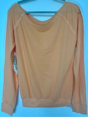 Rag Wear USA NWT Orange White Cropped Crewneck Sweatshirt L WN987 Y2K